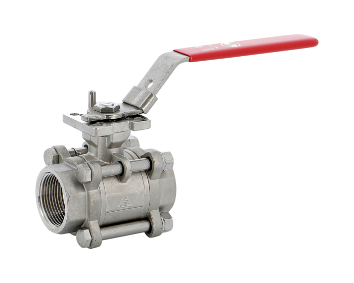 Stainless steel ball valve 747 3 piece body BSP + ISO pad 1/2''